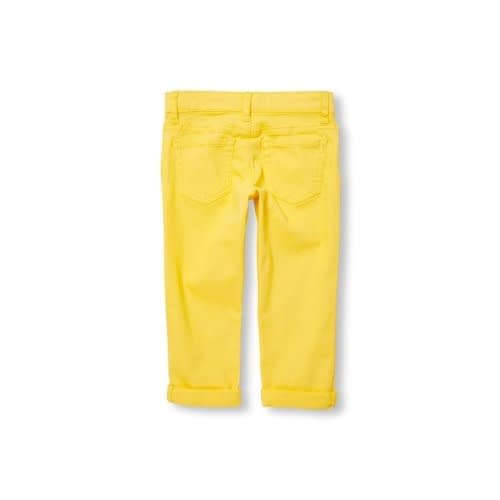 Girls' Solid Capri Jeans- Sunshine Yellow