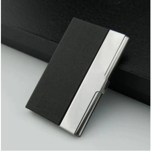Metal Card Holder - Mini Pocket Wallet - Black & Silver