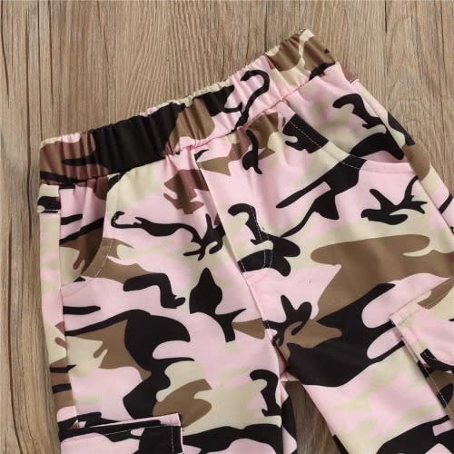 Girl Pink Spag + Camol Trousers Set - 2psc