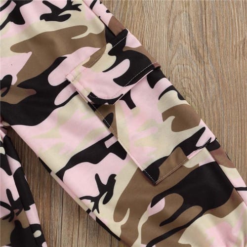 Girl Pink Spag + Camol Trousers Set - 2psc