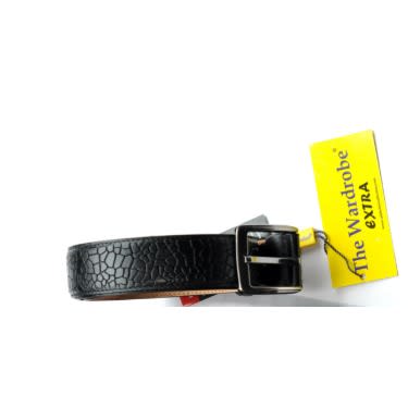 Men Crinkle Styled Leather Belt- Black-mb-9607