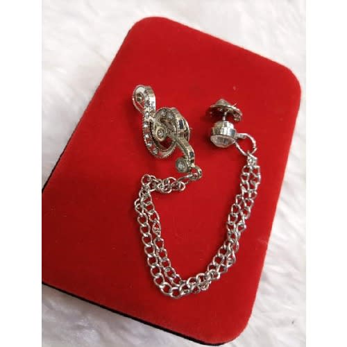 Silver Music Note Brooch With Free Pouch