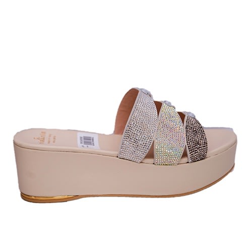 Beige Wedge Slippers