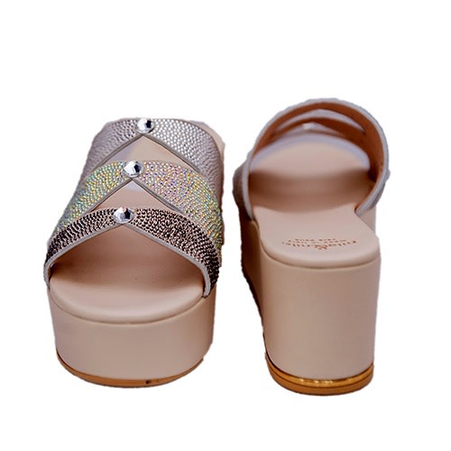 Beige Wedge Slippers