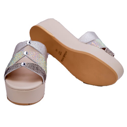 Beige Wedge Slippers
