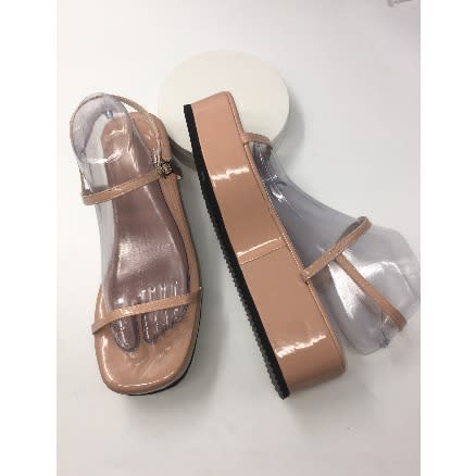 Thin Strap Premium Wedge Sandals - Nude