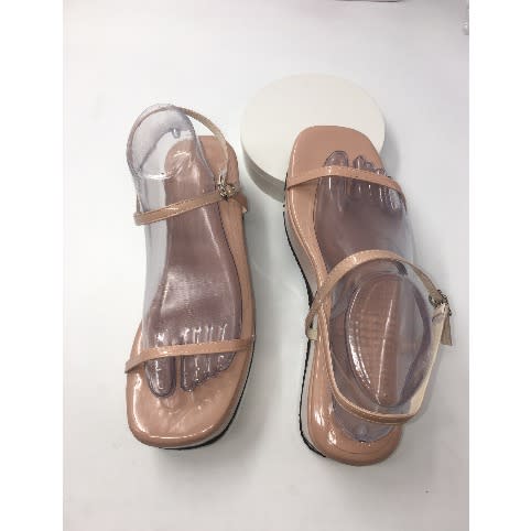 Thin Strap Premium Wedge Sandals - Nude