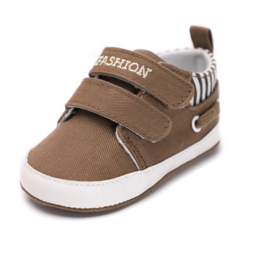 Newborn Baby Boy's Velcro Soft Sole Shoes - Brown