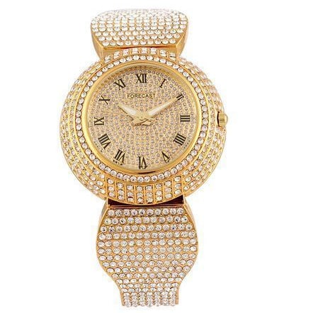 Round Face Studded Wristwatch - Gold