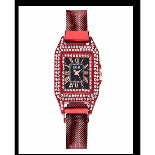 Women's Magnetic  Strap Watch - Wine Red