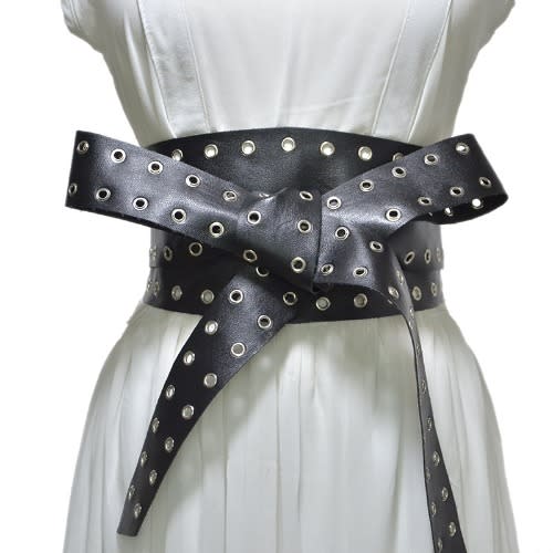 Wild Leather Perforated Wide Belt