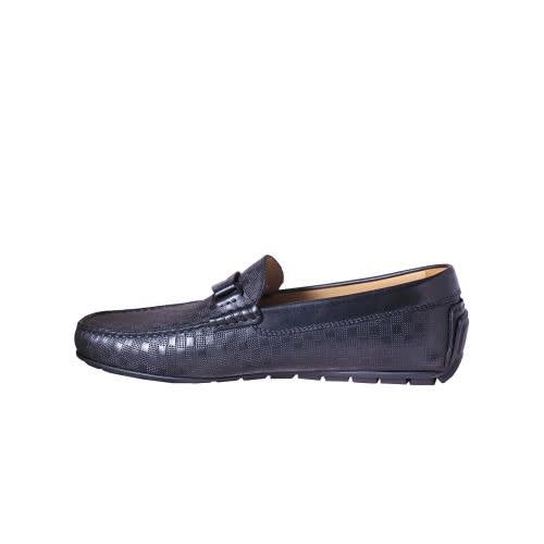 Patterned Leather Loafers - Black