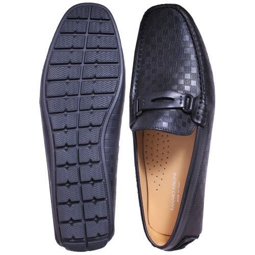 Patterned Leather Loafers - Black