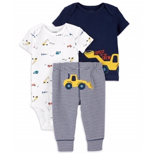 Child Of Mine Newborn Baby Boys Short Sleeve Shirt, Bodysuit & Pant 3pc – Caterpillar