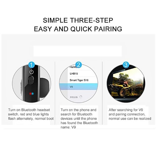 V9 Wireless Bluetooth Earphone With Mic- Black