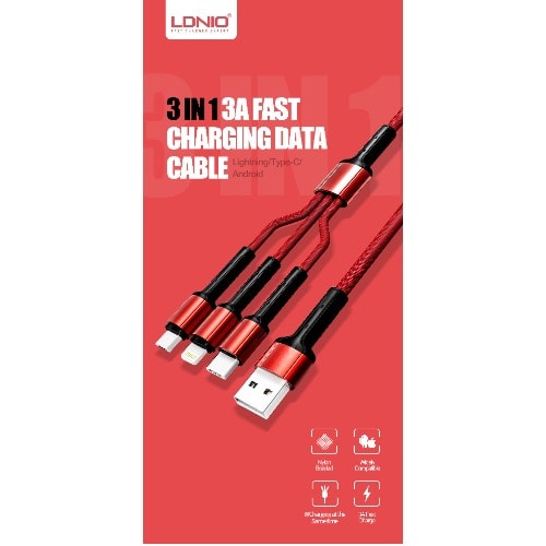 3 In 1 Fast Charge Cable 1.2m 3.4a Lc93