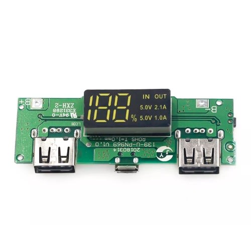 Dual USB 18650 Battery Charger Power Bank Module With Digital LED
