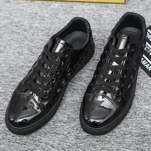 Men's Casual Leather Sneakers - Black