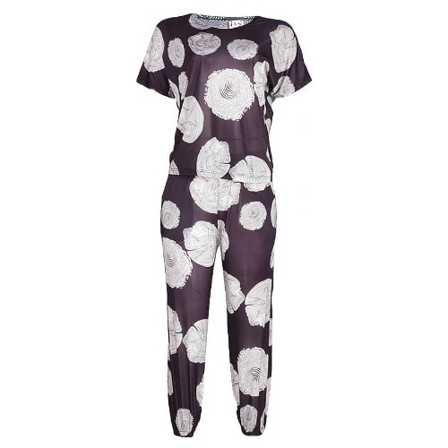 Leaf Print Top & Trouser - Grey