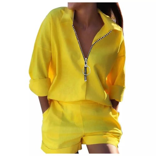 Long Sleeve Shirt And Shorts Set