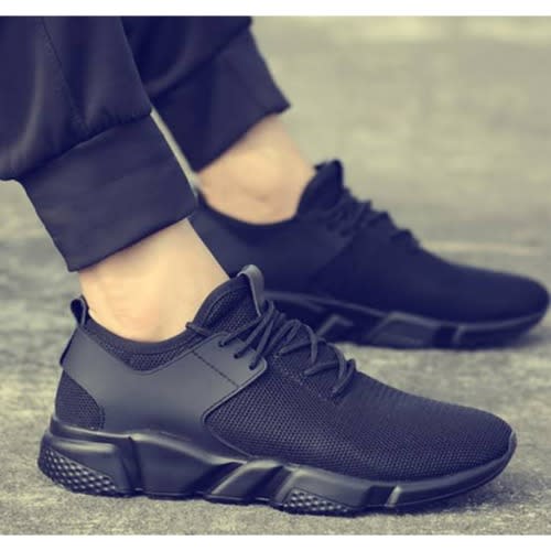 Men's Mesh Breathable Jogging Sneakers - Black