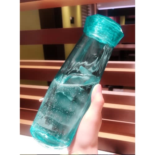 Portable Crystal Clear Diamond Glass Water Bottle- Green - 400ml