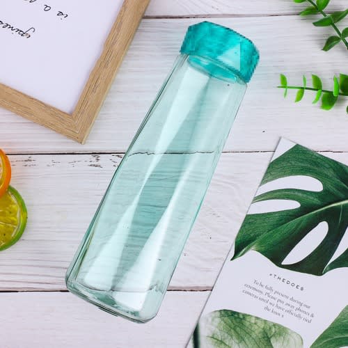 Portable Crystal Clear Diamond Glass Water Bottle- Green - 400ml