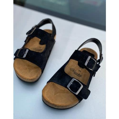 Male Black Suede Leather Sandals