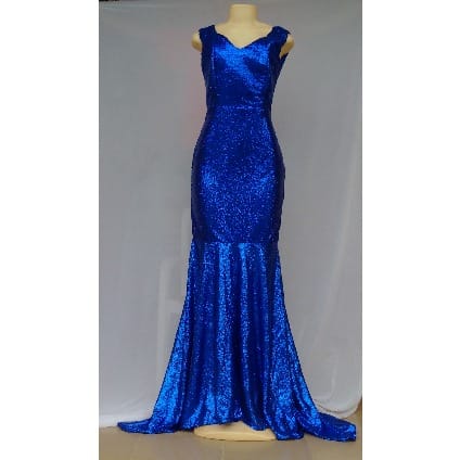 Metallic Blue Mermaid Women's Dinner /evening Gown