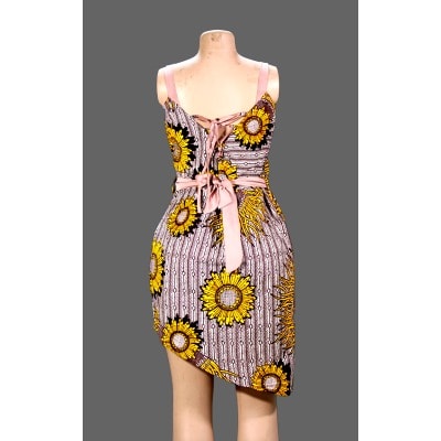 Criss Cross Ankara Dress With Laced Back