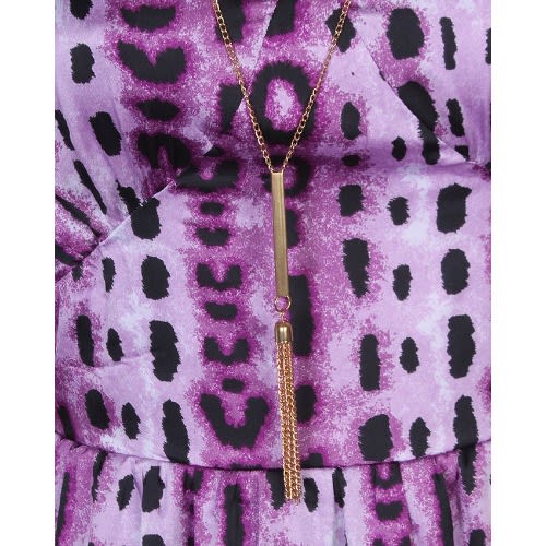 Animal Print Necklace Dress - Purple