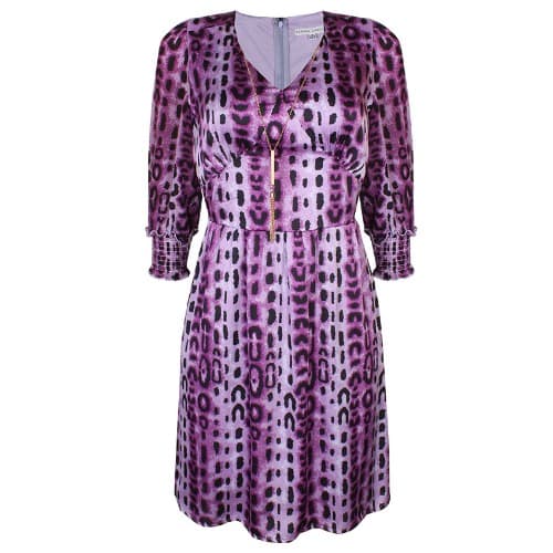 Animal Print Necklace Dress - Purple
