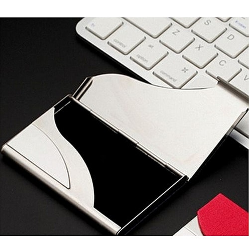 Executive Stainless Steel Business Card Holder Name & Credit Card Case Wallet - Silver