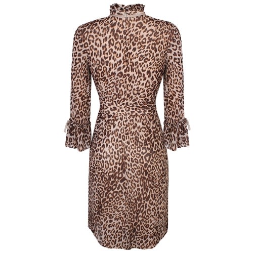 Animal Print Tieneck Dress - Brown
