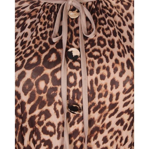 Animal Print Tieneck Dress - Brown