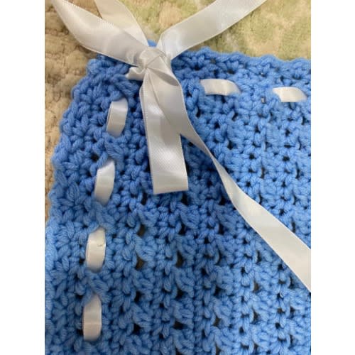 Unisex Baby Blanket 40 X 40 Inches - Blue & White
