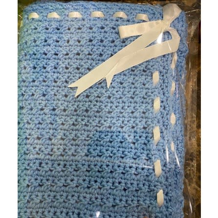 Unisex Baby Blanket 40 X 40 Inches - Blue & White
