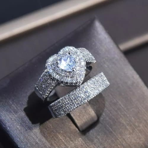Silver Love Wedding & Engagement Ring + Ring Case