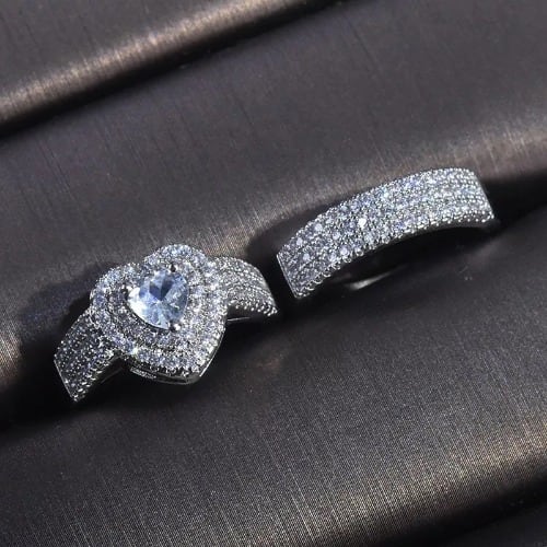 Silver Love Wedding & Engagement Ring + Ring Case