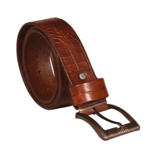 Crocodile Leather Belt - Brown