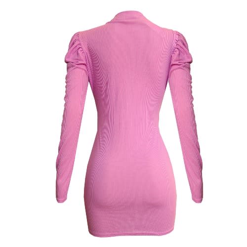 Rib Runched Front Mini Dress - Lilac