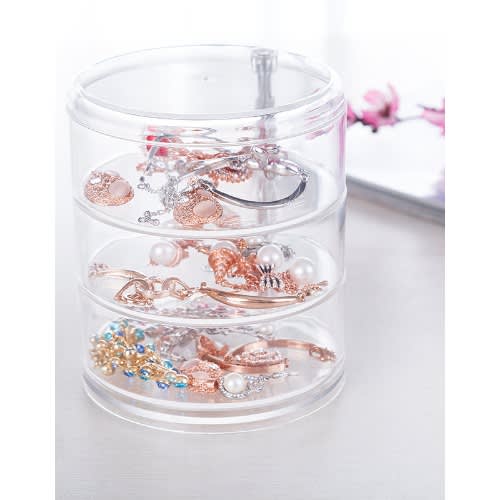 360 Rotating Transparent Jewelry Box - 3 Layers