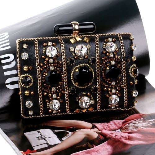 Elite Crystal Ladies Purse-Black
