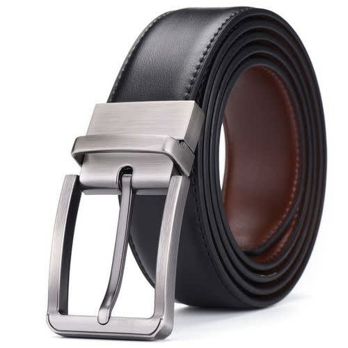 Men's Leather Belts- Brown And Black - 2pcs