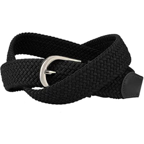 Set Of 2 Elastic Braided Belts  - Black And Brown