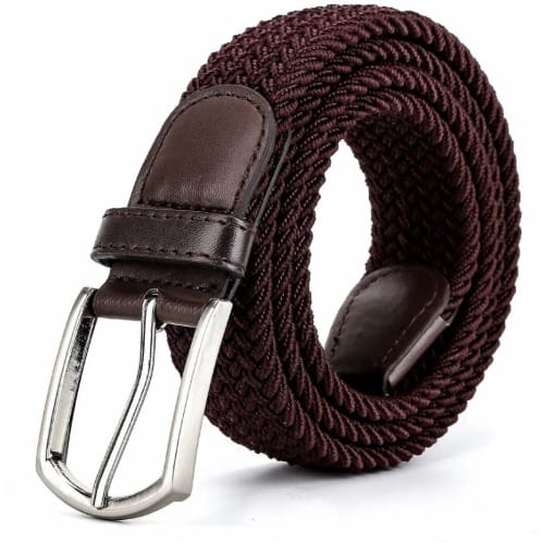 Set Of 2 Elastic Braided Belts  - Black And Brown