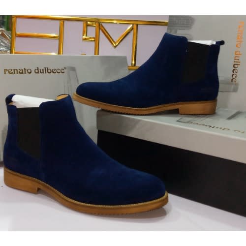 Suede Leather Boot-Royal blue