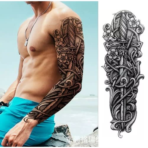 Gothic Blade Full Leg Arm Temporary Body Art Tattoo Sticker