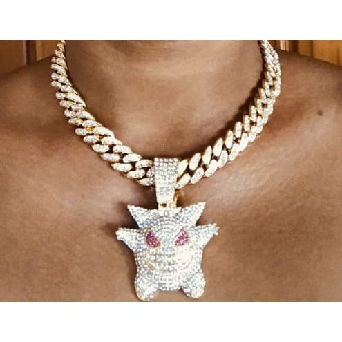 Ice Link Cuban Chain And Pendant - Gold
