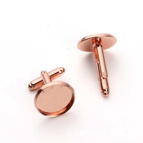 Blank Cufflinks 16mm With Glass Covers - 10 Pieces - Rose Gold